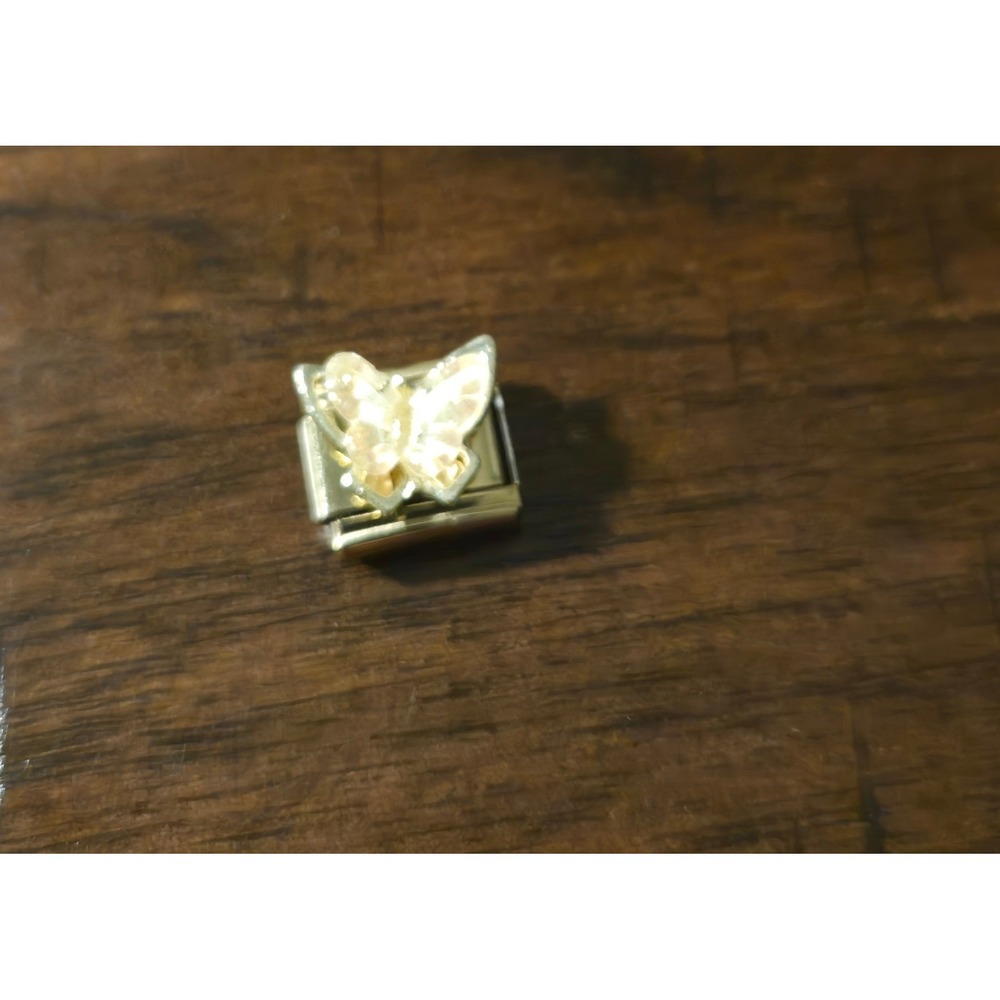 Gold Tone Stainless Steel 3D Butterfly Italian Charm Link 9mm for Bracelet